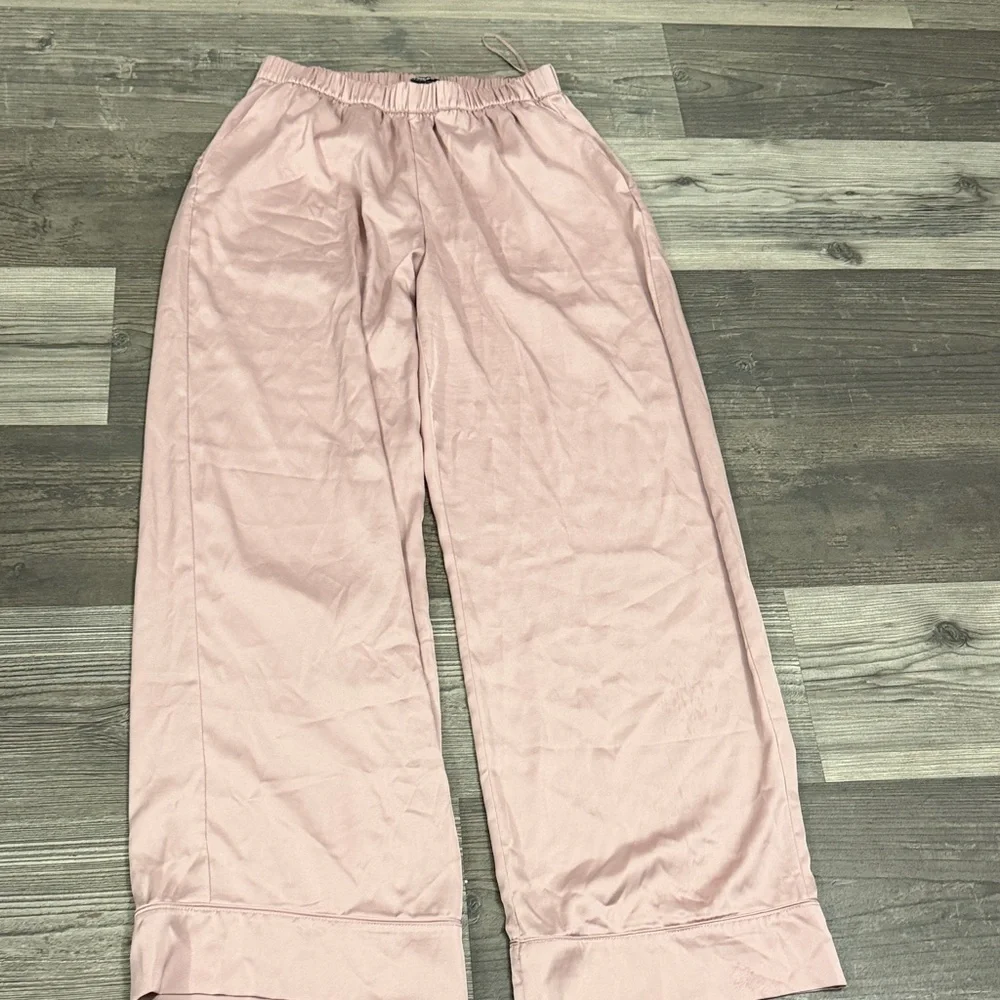 Express Faux Silk/Satin Pink Pajama Pant Set Medium
